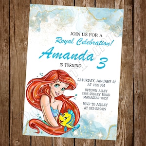 Faire-part petite sirène Faire-part Ariel Anniversaire petite sirène Anniversaire Ariel Fête petite sirène Fête Ariel