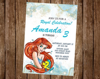 Little Mermaid Invitation Ariel Invitation Little Mermaid Birthday Ariel Birthday Little Mermaid Party Ariel Party