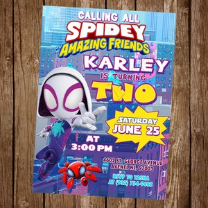 Invitation Spidey et ses amis incroyables Invitation Spidey Anniversaire Spidey Fête Spidey Spidey inviter Spidey numérique Spidey imprimable