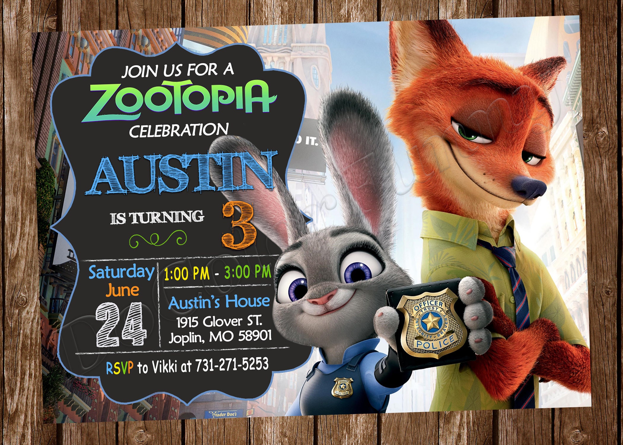#48 ZOOTOPIA Pack of 10 kids children birthday party INVITATIONS 