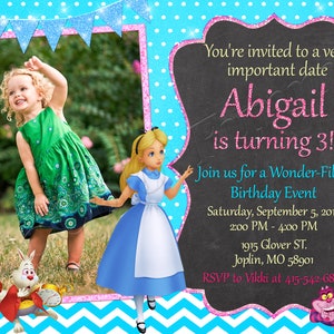 Alice in Wonderland Invitation Alice in Wonderland Birthday Party Alice in Wonderland Party Alice Invitation Alice Birthday Alice Party