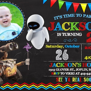 Invitación de Wall E Invitación de fiesta de cumpleaños de Wall E Fiesta de Wall E Invitaciones de Wall E Tarjeta digital de Wall E Tema de Wall E Invitación de Wall E Tarjeta de Wall E