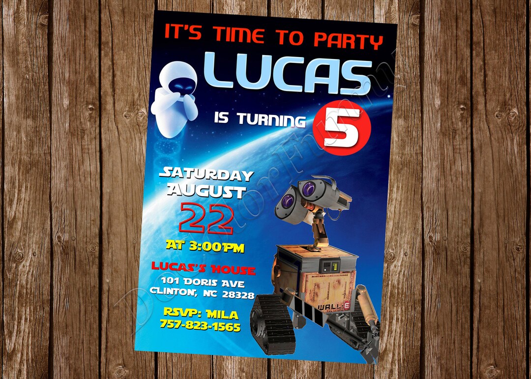 Wall E Invitation Wall E Birthday Party Invitation Wall E Etsy