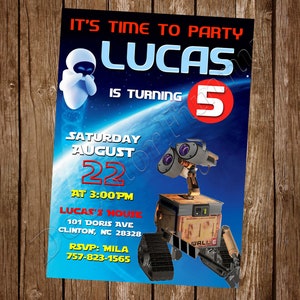 Invitación de Wall E Invitación de fiesta de cumpleaños de Wall E Fiesta de Wall E Invitaciones de Wall E Tarjeta digital de Wall E Tema de Wall E Invitación de Wall E Tarjeta de Wall E