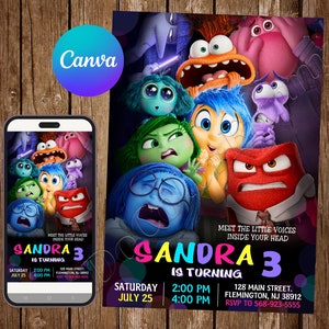 Inside Out Invitation Birthday Party Inside Out Birthday Invitation Inside Out Editable Invitation Inside Out Digital Printable Card