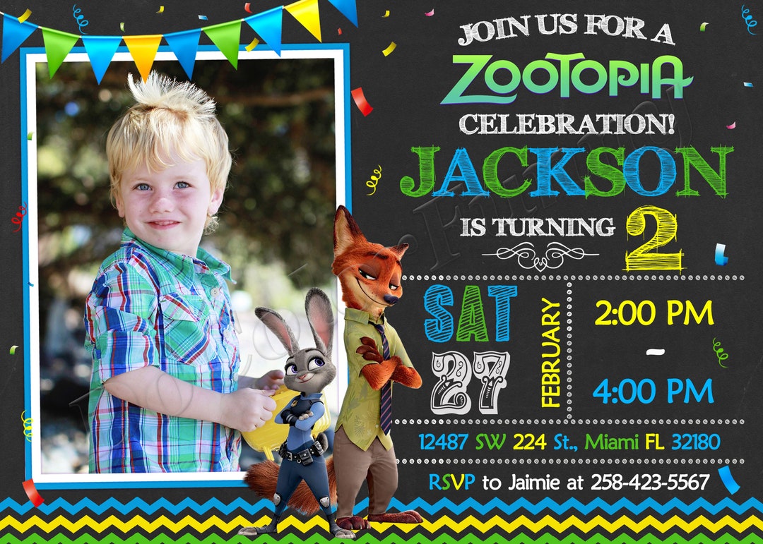 Zootopia Invitation Zootopia Birthday Invitation Zootopia Party