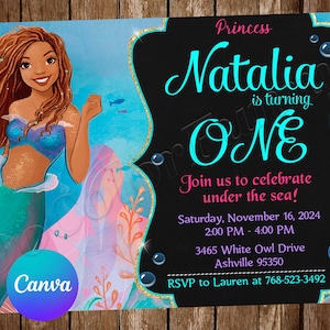 Little Mermaid Invitation Birthday Party Ariel Birthday Invitation Little Mermaid Editable Invitation Ariel Digital Printable Card
