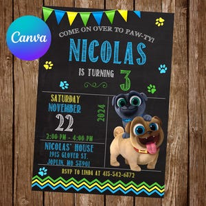 Puppy Dog Pals Invitation Birthday Party Puppy Dog Pals Birthday Invitation Puppy Dog Pals Editable Invitation Digital Printable Card