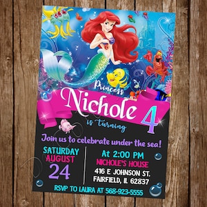 Faire-part petite sirène Faire-part Ariel Faire-part d'anniversaire petite sirène Faire-part d'anniversaire Ariel Faire-part d'anniversaire petite sirène