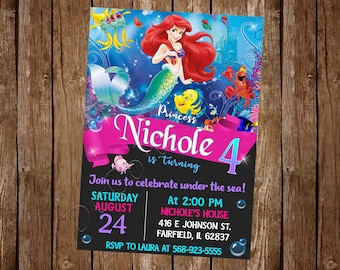 Little Mermaid Invitation Ariel Invitation Little Mermaid Birthday Party Invitation Ariel Birthday Party Invitation Little Mermaid Party
