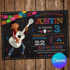 Coco Invitation Birthday Party Coco Birthday Invitation Fiesta Invitation Coco Editable Invitation Coco Digital Printable Card