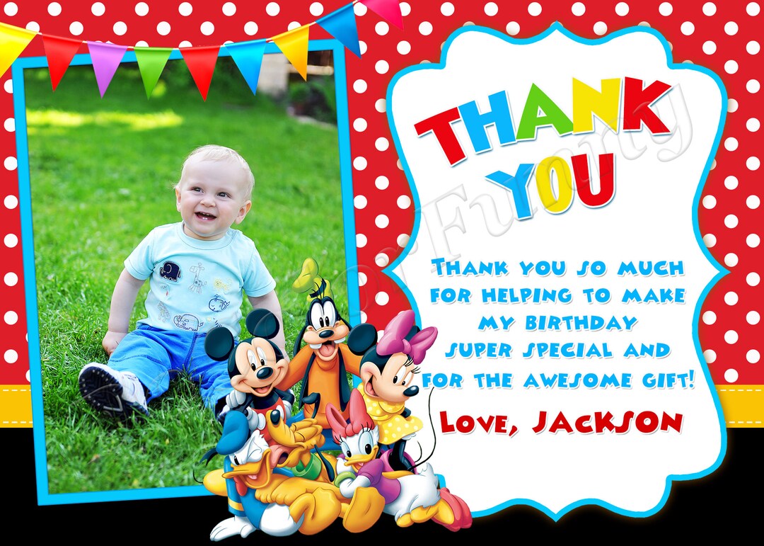 Mickey Mouse Clubhouse Thank You Card Mickey Mouse Clubhouse Invitation ...