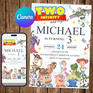 Faire-part Toy Story Faire-part Buzz l'éclair Faire-part d'anniversaire Toy Story Fête Toy Story Faire-part aquarelle modifiable Toy Story