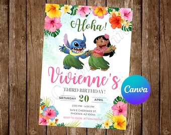 Lilo and Stitch Invitation Stitch Birthday Invitation Stitch Party Stitch Editable Invitation Stitch Invite Stitch Digital Printable Card