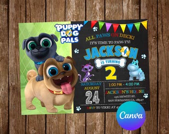 Puppy Dog Pals Invitation Birthday Party Puppy Dog Pals Birthday Invitation Puppy Dog Pals Editable Invitation Digital Printable Card