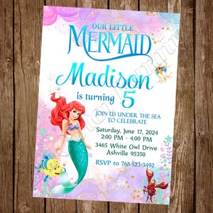 Ariel Invitation Little Mermaid Invitation Ariel Birthday Little Mermaid Birthday Little Mermaid Party Ariel Party