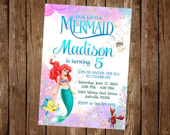 Ariel Invitation Little Mermaid Invitation Ariel Birthday Little Mermaid Birthday Little Mermaid Party Ariel Party
