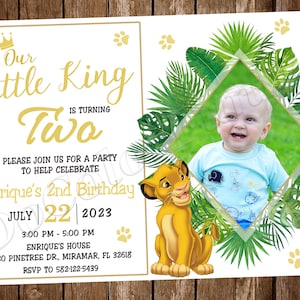 Invitation du roi lion Invitation de fête d'anniversaire du roi lion Fête du roi lion Invitation du roi lion Carte du roi lion Carte numérique du roi lion