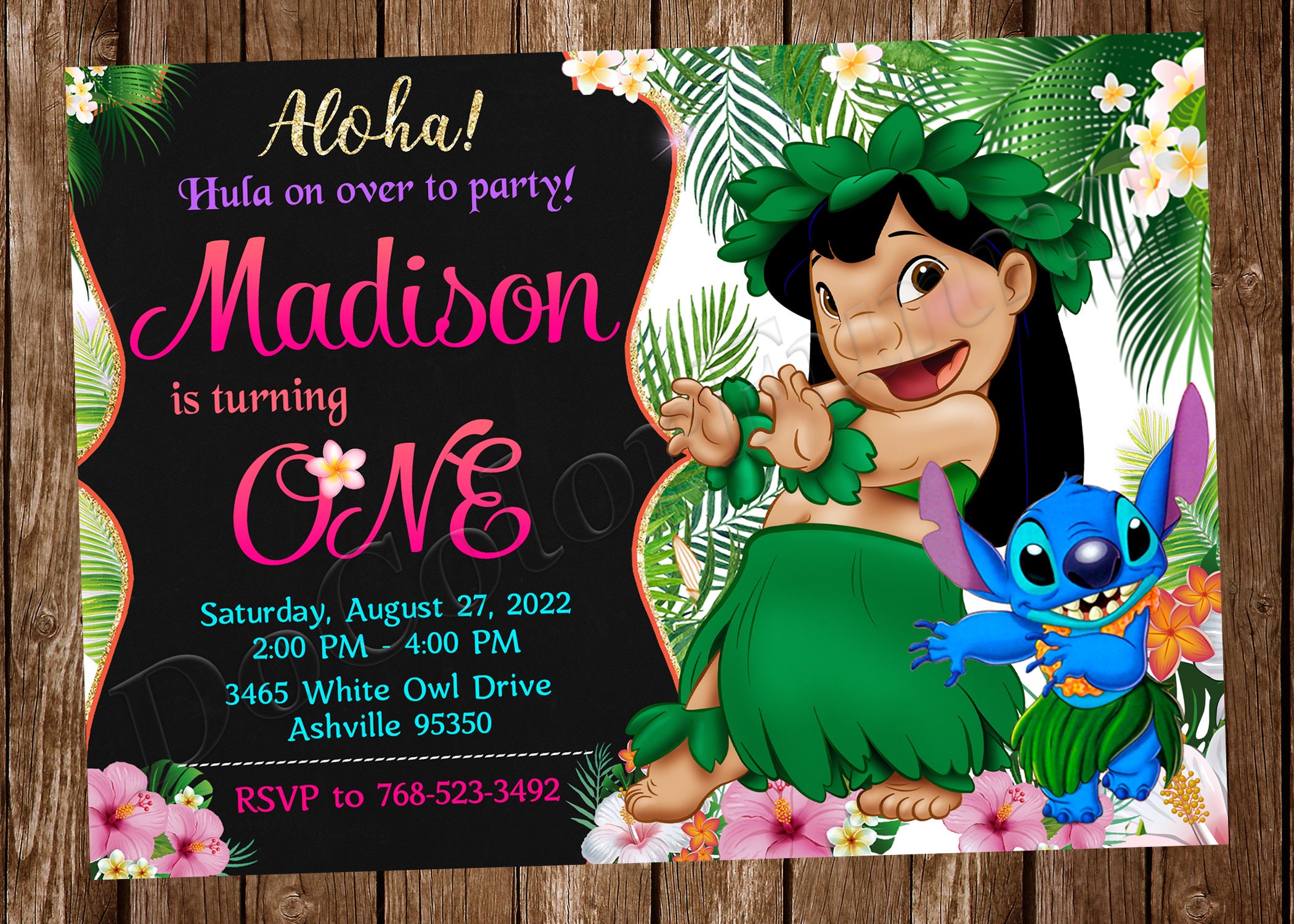 Lilo and Stitch Invitation Lilo Invitation Luau Invitation Lilo and Stitch  Birthday Party Invitation Lilo and Stitch Party Lilo Birthday 