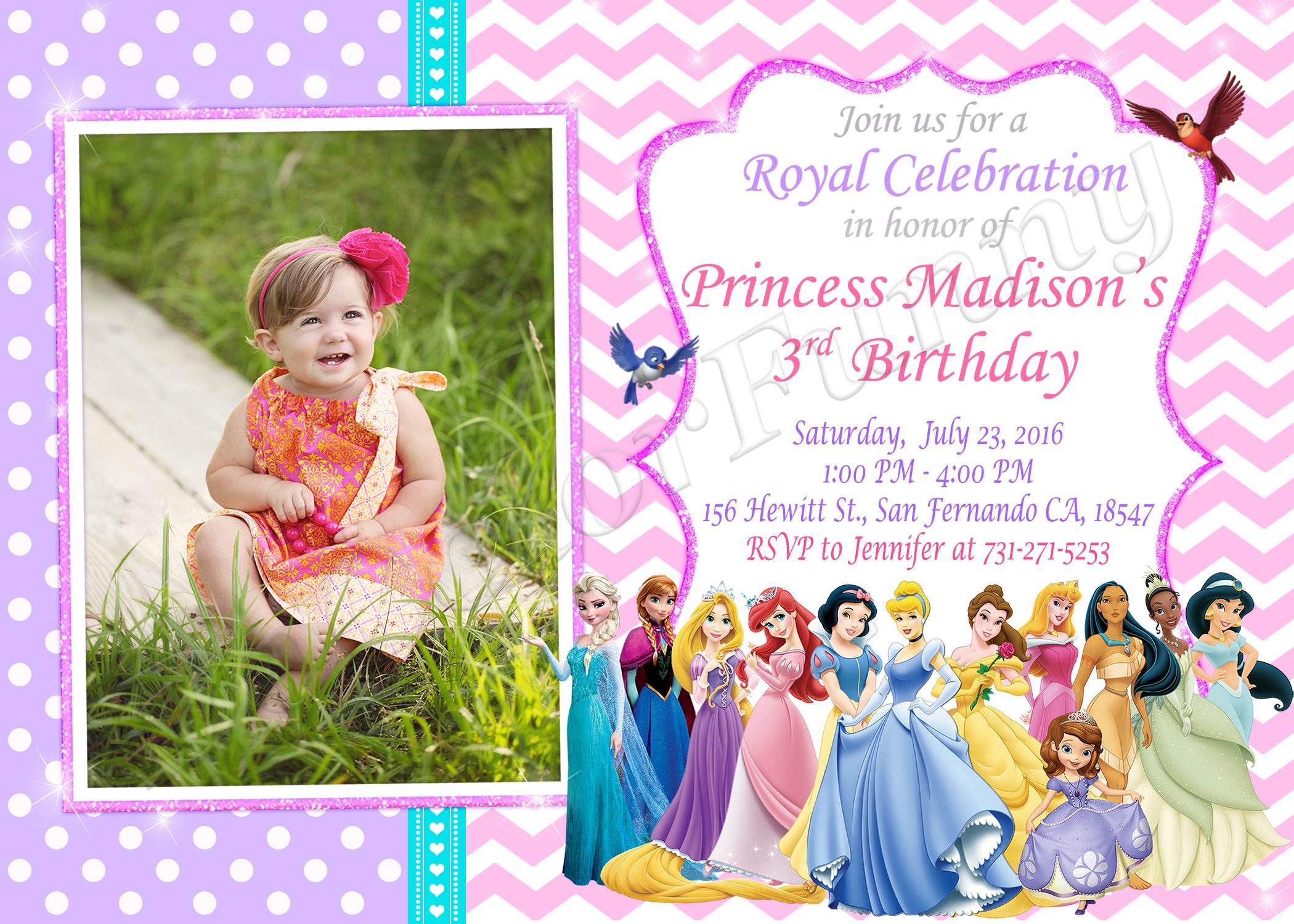 Princess Invitation Princess Birthday Party Invitation | Etsy