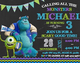 Monsters University Invitation Monsters Invitation Monsters University Birthday Party Invitation Monsters University Party Monsters Birthday