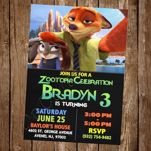 Zootopia Einladung Zootopia Geburtstagseinladung Zootopia Party Zootopia Digitale Zootopia Karte Zootopia druckbare Zootopia Mädchen