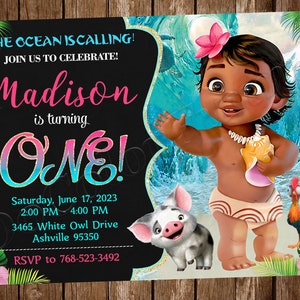 Baby Moana einladen Baby Moana Party-Einladung Baby Moana Party Baby Moana einladen Baby Moana Card