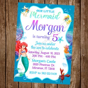Faire-part petite sirène Faire-part Ariel Faire-part d'anniversaire petite sirène Faire-part d'anniversaire Ariel Faire-part d'anniversaire petite sirène