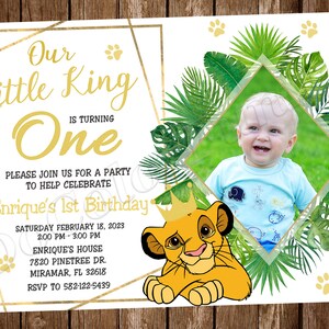 Invitation du roi lion Invitation de fête d'anniversaire du roi lion Fête du roi lion Invitation du roi lion Carte du roi lion Carte numérique du roi lion