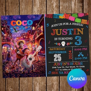 Coco Invitation Birthday Party Coco Birthday Invitation Fiesta Invitation Coco Editable Invitation Coco Digital Printable Card