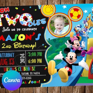 Invitation clubhouse Mickey Mouse fête d'anniversaire Invitation d'anniversaire Mickey Mouse Invitation modifiable Mickey Mouse carte numérique imprimable