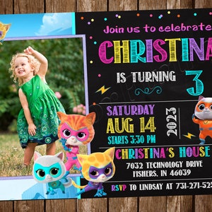 Invitation Super chatons Super chatons Anniversaire Super chatons Fête Super chatons Inviter Super chatons Super chatons numérique Imprimable