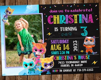 Super Kitties Invitation Super Kitties Birthday Super Kitties Party Super Kitties Invite Super Kitties Digital Super Kitties Printable