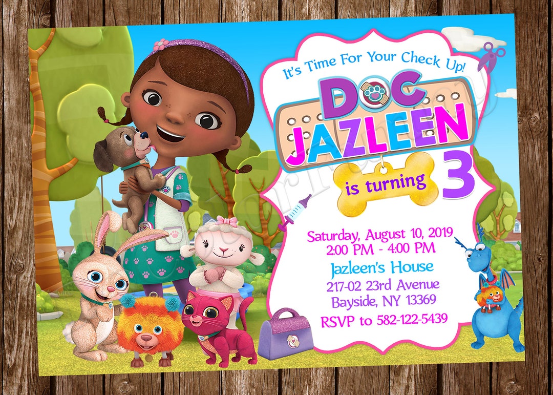 Doc Mcstuffins Invitation Doc Mcstuffins Birthday Invitation Etsy