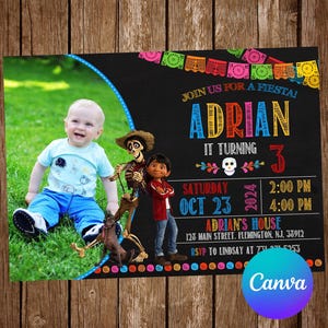 Coco Invitation Birthday Party Coco Birthday Invitation Fiesta Invitation Coco Editable Invitation Coco Digital Printable Card