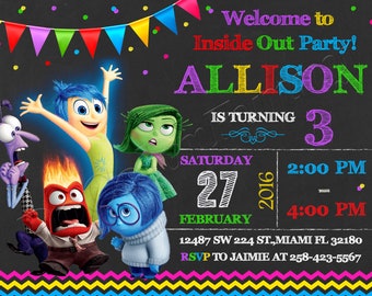 Inside Out Invitation Inside Out Birthday Invitation Inside Out Party Inside Out Digital Inside Out Card Inside Out Invite