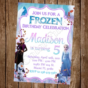 Faire-part La Reine des Neiges Fête d'anniversaire Faire-part d'anniversaire La Reine des Neiges Invitation La Reine des Neiges Imprimable