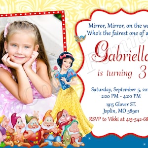 Invitación de Blancanieves Princesa Cumpleaños de Blancanieves Invitación de fiesta de Blancanieves Invitaciones de Blancanieves Blancanieves Imprimible