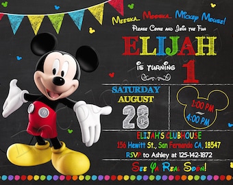 Mickey Mouse Invitation Mickey Mouse Clubhouse Invitation Mickey Mouse Birthday Invitation Mickey Mouse Clubhouse Birthday