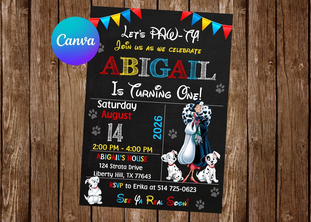 101 Dalmatians Invitation Birthday Party 101 Dalmatians Birthday ...