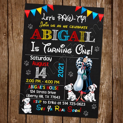 101 Dalmatians Invitation 101 Dalmatians Birthday Party | Etsy