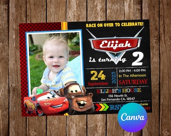 Cars Invitation Birthday Party Cars Birthday Invitation McQueen Invite Cars Editable Invitation Cars Digital Printable Card