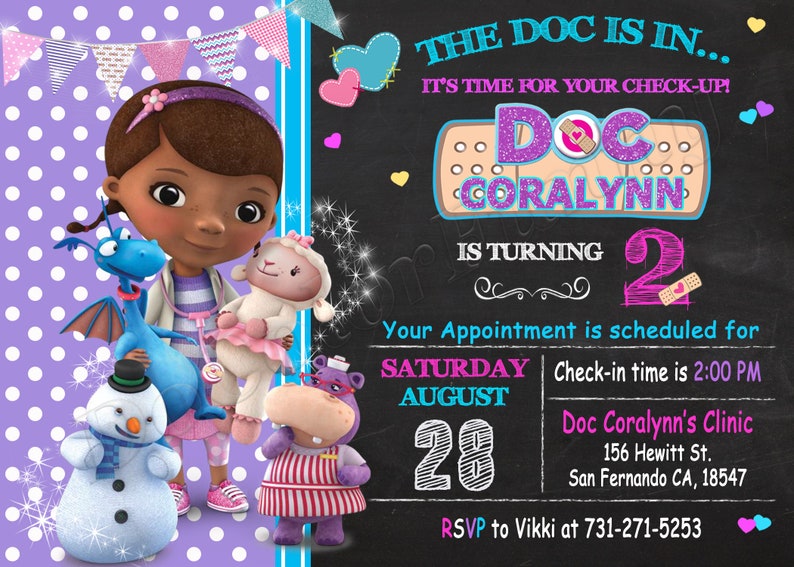 Invitation Doc McStuffins Invitation d'anniversaire Doc McStuffins Invitation Doc McStuffins Party Doc McStuffins Invitation Doc McStuffins numérique image 1