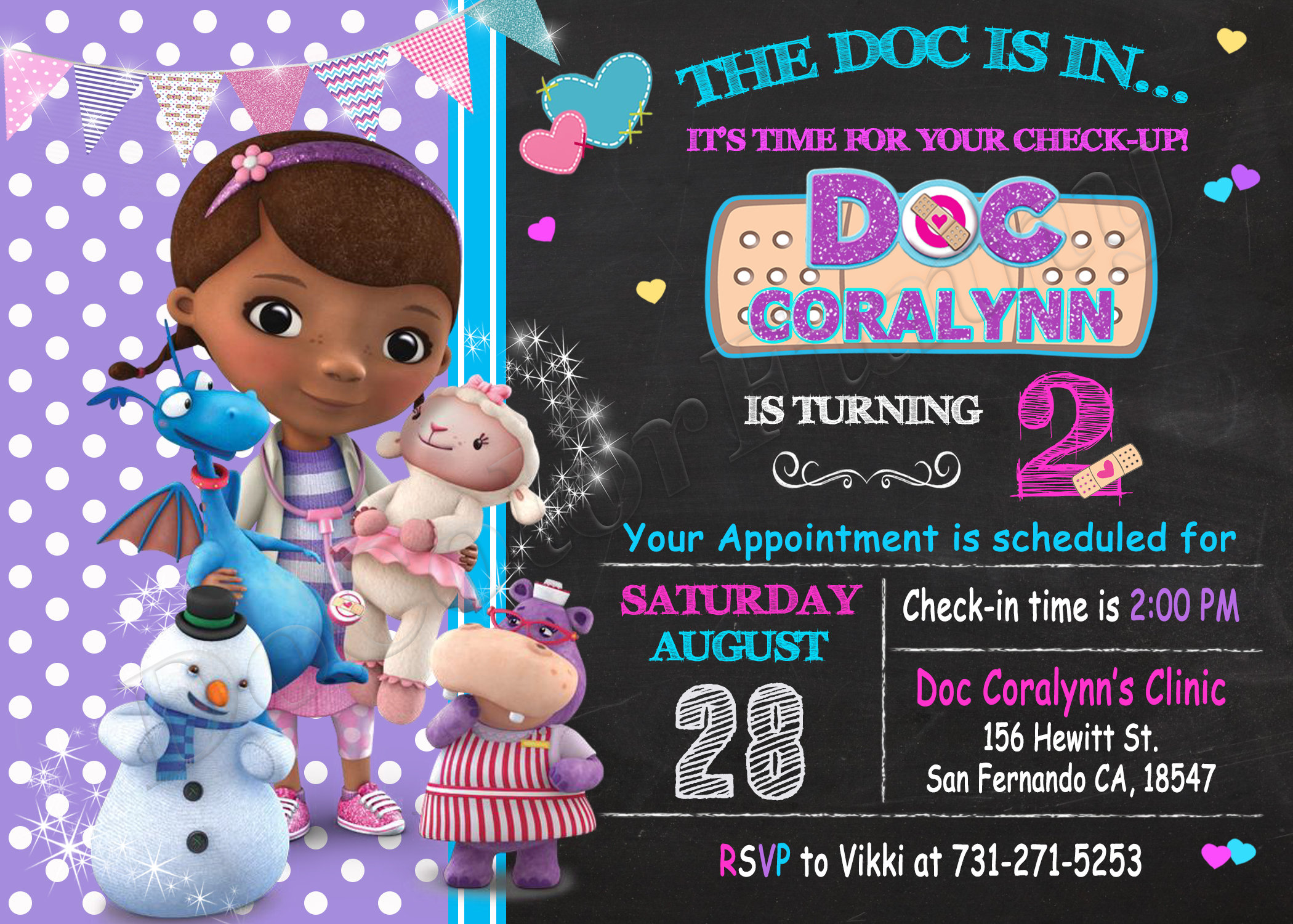 Doc Mcstuffins Invitation Doc Mcstuffins Birthday Invitation Etsy