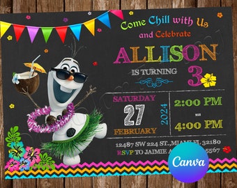 Olaf Invitation Frozen Invitation Birthday Party Frozen Birthday Invitation Olaf Editable Invitation Frozen Digital Printable Card
