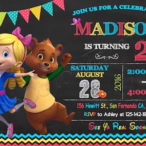 Invitation Goldie et ours Invitation Goldie et ours Invitation fête d'anniversaire Goldie et ours Anniversaire Goldie Fête Goldie et ours Fête Goldie