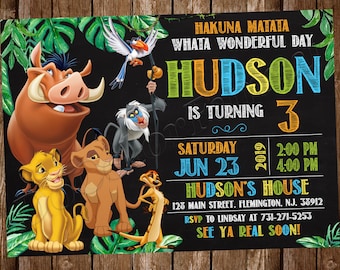 Lion King Invitation Lion King Birthday Party Invitation Lion King Party Lion King Invite Lion King Card Lion King Digital Card