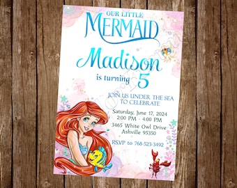 Little Mermaid Watercolor Invitation Little Mermaid Invitation Ariel Invitation Ariel Watercolor Invitation Little Mermaid Birthday