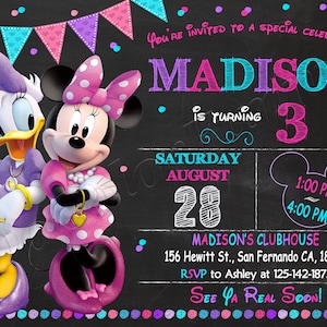 Invito Minnie Mouse Invito Paperina Invito Minnie Mouse Rosa Compleanno Paperina Compleanno Festa Minnie Mouse Festa Paperina