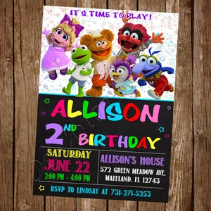 Muppet Babies uitnodiging Muppet Babies verjaardagsfeestje uitnodiging Muppet Babies partij Muppet Babies uitnodigen Muppet Babies digitaal bestand